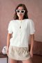 12082 Women's Crew Neck Buttoned Knitwear Cardigan with Floral Tulle Detail