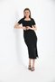 10080 Women's Square Neck Crop Blouse Slit Long Skirt Knitwear Bottom Top Set - 2