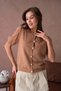 12082 Women's Crew Neck Buttoned Knitwear Cardigan with Floral Tulle Detail - 5