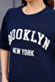 Women's Navy Blue Printed Oversize Summer Comfortable T-Shirt Shorts Set (100% Cotton) - 4