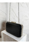 Black Color Matte Crocodile Patterned Chain Strap Women's Evening Dress Bag Wedding Engagement Graduation - 6