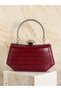 Burgundy Color Matte Leather Crocodile Patterned Women's Evening Dress Bag Wedding Engagement Graduation - 6
