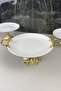 Kand Metal Footed Porcelain Serving Tray with Handles - 3