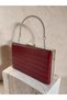 Burgundy Color Matte Leather Crocodile Patterned Women's Evening Dress Bag Wedding Engagement Graduation - 3