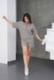 Women's Gray Relaxed Fit Zipper Sweat Shorts Set - 2