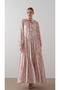 Chiffon Satin Dress with Bow Collar Powder - 7
