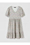 Mixed V-Neck Floral Balloon Sleeve Layered Dress - 5