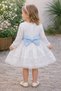 Girls' Princess Cotton Satin Dress with Belt and Bows - 2