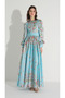Waterway Patterned Satin Dress Blue