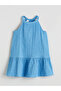 Halter Neck Textured Girl's Dress