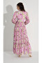 Dress with Puff Sleeves and Ruched Skirt Pink - 5