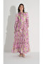 Dress with Puff Sleeves and Ruched Skirt Pink