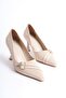 Aspen Premium Beige Satin Patent Leather Stiletto 7cm - 3
