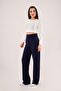 بنطلون بالازو أسود نسائي من الليكرا مزود بشريط فيلكرو - 5