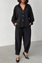 Women's Black Stone Detailed Shirt and Shalwar Trousers Double Premium Set