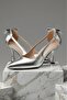 Women's 7 cm Silver Bow Evening Dress Shoes - 4