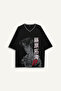 تي شيرت Inıtıal D فضفاض مطبوع بأكمام قصيرة G7427AX26SM - 6