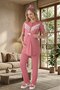 New Season Lace Detailed Summer 100% Cotton Special Design Maternity Dressing Gown Pajama Set 3-Piece Set - 4
