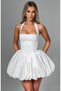 Imported Full Lycra Modal Fabric and Woven Fabric Lined Back Gipe Elastic Mini Balloon Dress-White - 3
