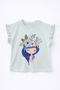 Flower Girl Blue Girls' Cotton Glitter Detailed Ruffle Sleeve T-Shirt (2-8 Years)