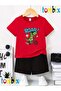 Cycling Dinosaur Printed T-Shirt Shorts Summer Children's Set