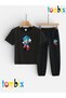 Mavi̇fare Sonnik Printed T-Shirt and Sweatpants (Sweatpants with Pockets) Children's Top and Bottom Set