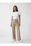 Green Regular Fit Wide Leg Women's Trousers