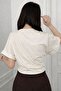 Josanne Women's Crop Blouse Tie-Up Short Sleeve Basic Stylish Summer Casual Top - 4