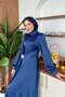 Beli Buckle Satin Evening Dress Navy Blue - 3