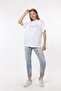 Horizon Embroidered White 100% Cotton Oversize Large Size T-shirt - 2