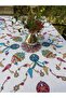 White Tulip Patterned Rectangular Tablecloth