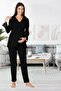 Navy Blue Lace Collar Maternity Pajamas Effortt 8092 - 5