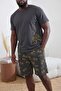 Anthracite Regular Cut Game Printed 100% Cotton Large Size Pajama Set Tmnss26Ai00001 - 3