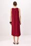 Bordo Kolsuz Rahat Kesim Midi Dokuma Elbise TWOSS26EL00529 - 4