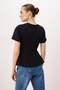 Siyah Düz Peplum Bisiklet Yaka Standart Kol Kısa %100 Pamuk Örme Bluz TWOSS26BZ00028 - 4