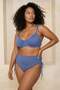 Non-Fading Glitter Indigo Tie-Up Plus Size Bikini Top Tbbss26Ct00006