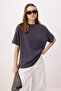 Anthracite Printed Oversize/Wide Fit Short Sleeve Tok 100% Cotton Knitted T-Shirt Twoss26Ts00180 - 2