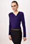 Purple Fitted/Asymmetrical Collar Long Sleeve Stretch Knitted Blouse Twoss26Bz00243