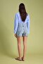Açık Mavi Yırtmaçlı Denim Şort Etek TWOSS23SR00091 - 4
