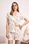 Beyaz-Çok Renkli %100 Pamuklu Ayıcık Desenli Örme Pijama Takımı THMSS26PT00110