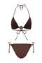 Brown Triangle Covered Regular Waist Bikini Set with Accessories Tbess26Bt00081 - 6