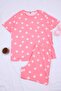 Pink Star Patterned Knitted Pajama Set with Shorts Tbbss24Ai00027