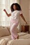 Pembe Çizgili Şort-Pantolon Paket Dokuma Büyük Beden Pijama Altı TBBSS26IA00009 - 2