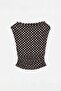 Brown Polka Dot Boat Neck Gathered Side Blouse Tdrss26Bz00041 - 5