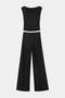 Siyah Kayık Yaka Crop Bluz Geniş Kalıp Pantolon Takım TDRSS26AU00029 - 5