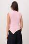 Açık Pembe Fitted/Vücuda Oturan Kolsuz Asimetrik Pamuklu Esnek Örme Bluz TWOSS26BZ00081 - 4