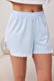 Grey-Blue 2-Piece 100% Cotton Plaid Patterned Dog Embroidered Lace Knitted Pajama Bottom Thmss26Pj00006 - 6