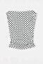 White Polka Dot Boat Neck Gathered Side Blouse Tdrss26Bz00041 - 4