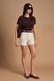 Beige Belted 100% Cotton Slit City Shorts Twoss26Sr00135
