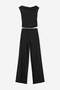 Siyah Kayık Yaka Crop Bluz Geniş Kalıp Pantolon Takım TDRSS26AU00029 - 4